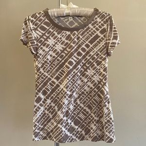 Banana Republic Animal Print Pull Over Top Brown and Cream